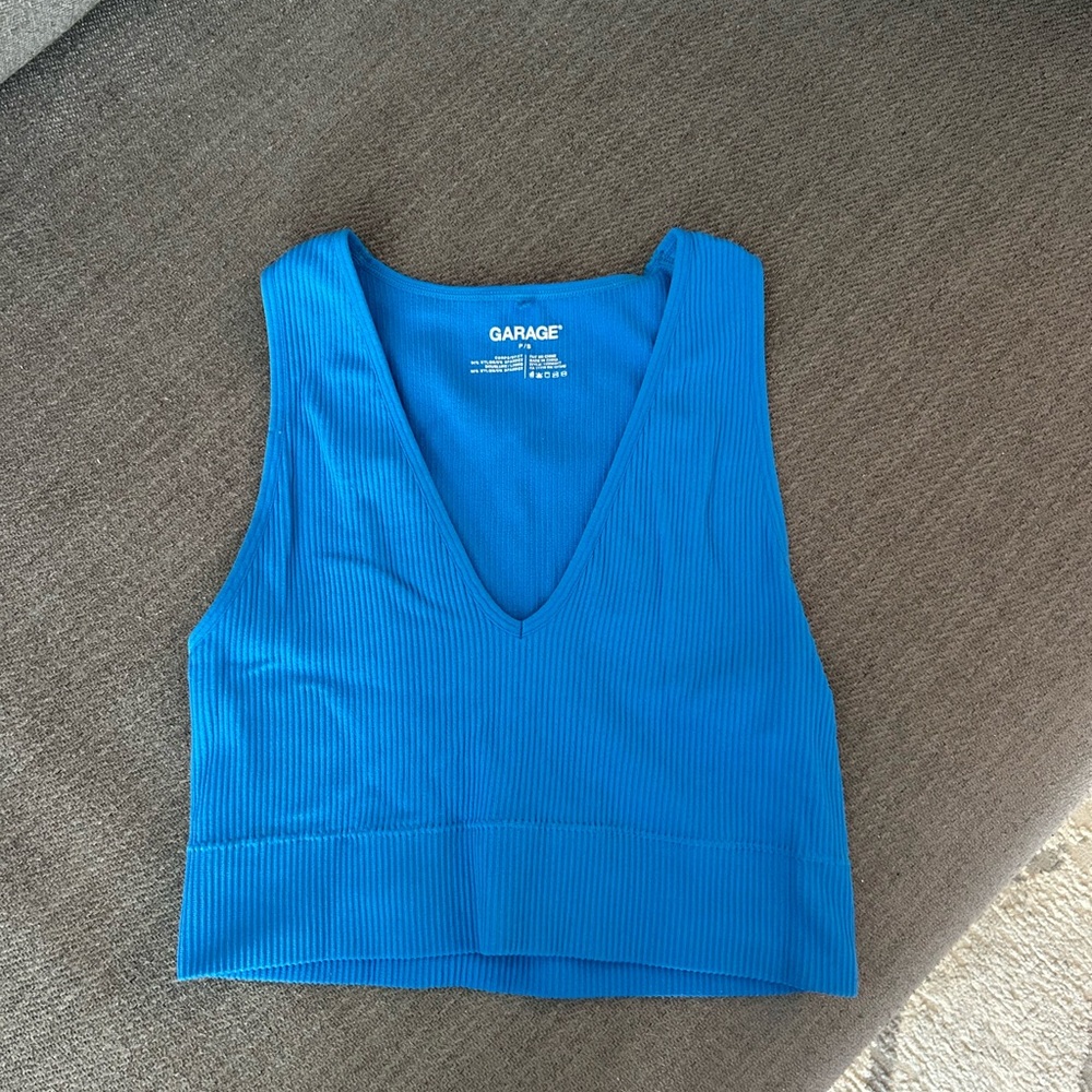 Garage Vibrant Blue Ribbed Tank Top